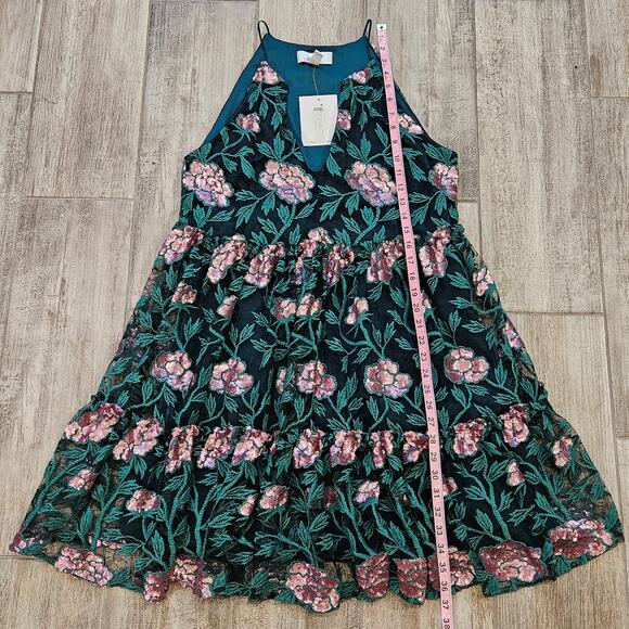 Belle Badgley Mischka Dress Size 8 Denya Floral Sequin Embroidered Lace NEW - Picture 5 of 15